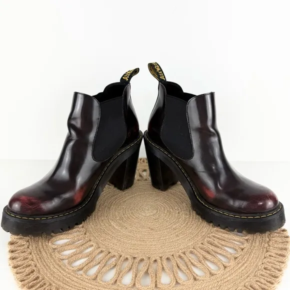 Dr. Martens Hurston Arcadia Heeled Chelsea Leather Boots Cherry Red Women’s Sz 8