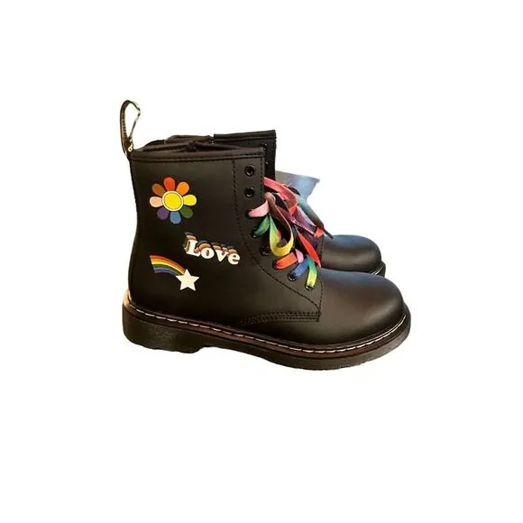 Dr. Martens Junior 1460 Pride Kids Boots Black Size 5 Multicolor NWOT