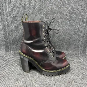 Dr. Martens Kendra Cherry Arcadia Leather Heeled Boots Bouncing Sole Womens Sz 7