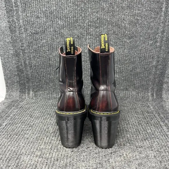 Dr. Martens Kendra Cherry Arcadia Leather Heeled Boots Bouncing Sole Womens Sz 7