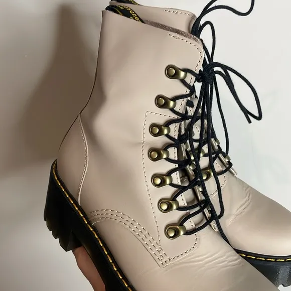 Dr. Martens | Leona Women's Temperley Leather Heeled Boots in Bone Size 9