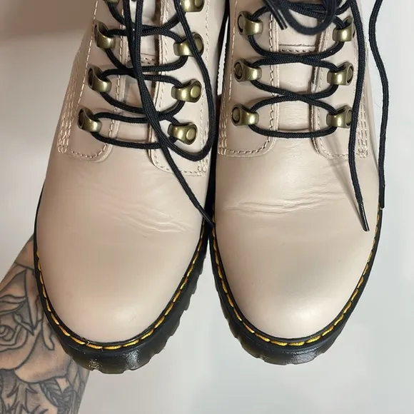 Dr. Martens | Leona Women's Temperley Leather Heeled Boots in Bone Size 9