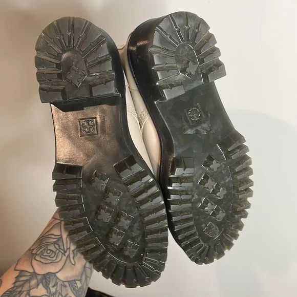Dr. Martens | Leona Women's Temperley Leather Heeled Boots in Bone Size 9