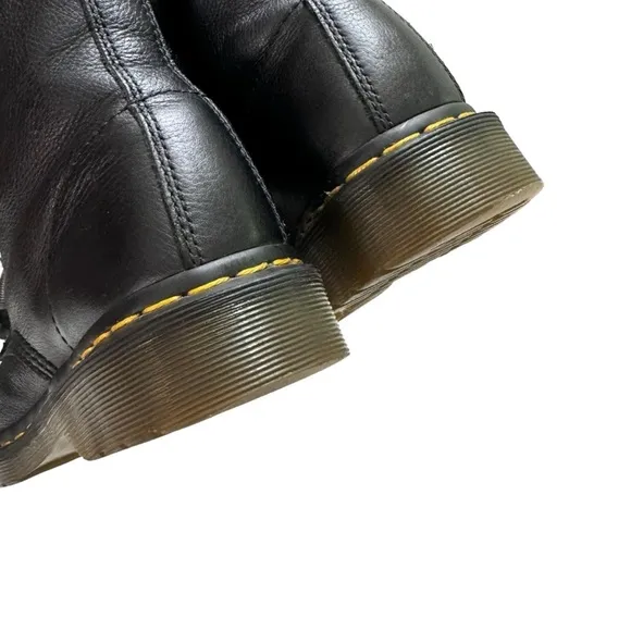 Dr Martens Pascal Virginia Lace Up Boots Soft Black Pebbled Leather Womens 7