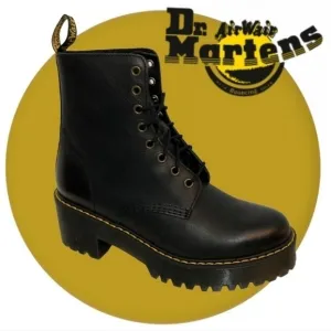 DR. MARTENS Shriver Hi Black Wyoming Leather Platform Boots Women's‎ 8 NWOT