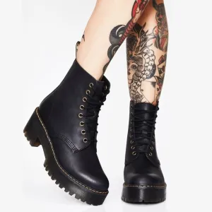 DR. MARTENS | Shriver Hi Women’s Wyoming Leather Heeled Boots 7 Black