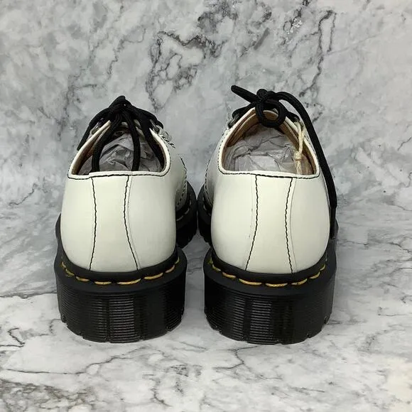 Dr. Martens Sz 5L White Black Ramsey Smooth Leather Creepers Oxford Shoes BR10-5