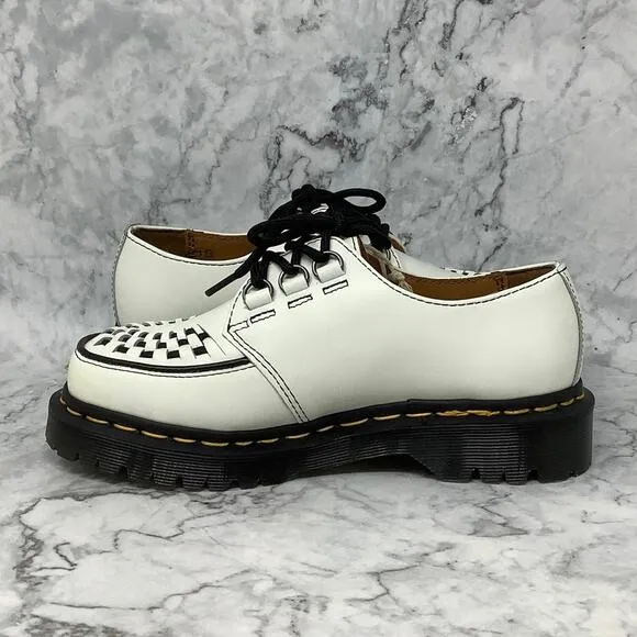 Dr. Martens Sz 5L White Black Ramsey Smooth Leather Creepers Oxford Shoes BR10-5