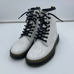 Dr. Martens White Patent Leather Zavala Combat Boots Women US 6 Men US 5