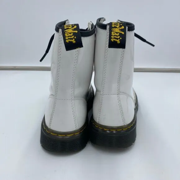 Dr. Martens White Patent Leather Zavala Combat Boots Women US 6 Men US 5