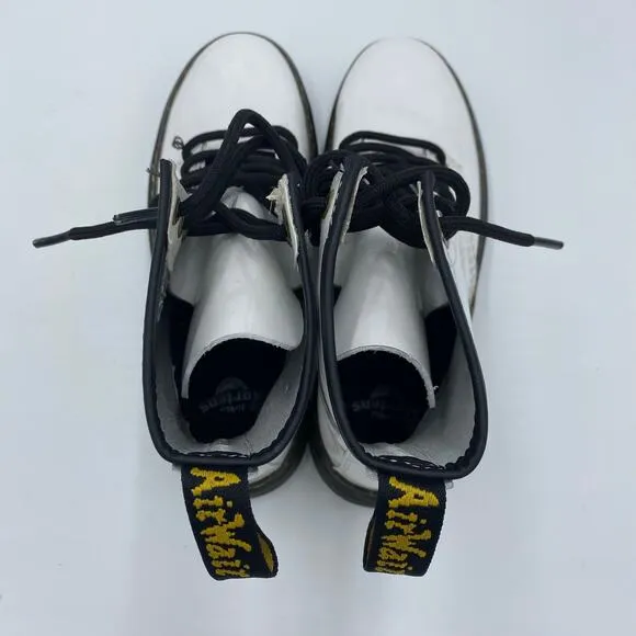 Dr. Martens White Patent Leather Zavala Combat Boots Women US 6 Men US 5