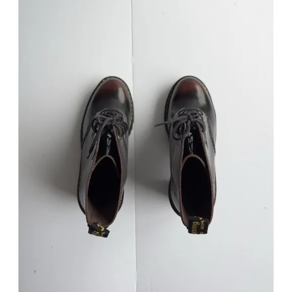 Dr. Martens Womens KENDRA Cherry Arcadia Leather Heeled Boots Bouncing Sole Sz 8