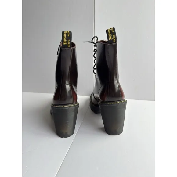 Dr. Martens Womens KENDRA Cherry Arcadia Leather Heeled Boots Bouncing Sole Sz 8