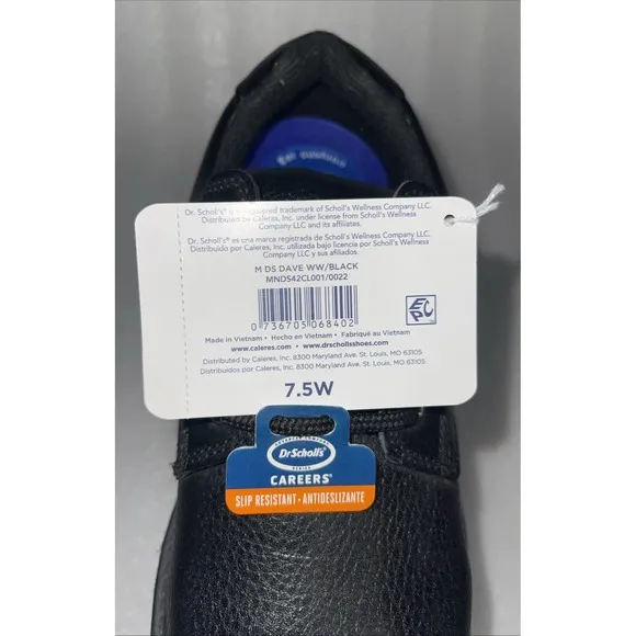 Dr. Scholls Mens Dave Black Careers Slip Oil Resistant Shoes Size 7.5 Wide NEW