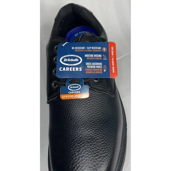 Dr. Scholls Mens Dave Black Careers Slip Oil Resistant Shoes Size 7.5 Wide NEW