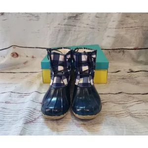 Draper James X Jack Rogers Chloe Gingham Duck/Rain Boots Size 9 New