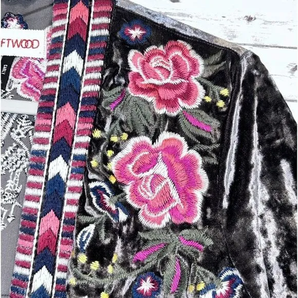 Driftwood Carly Velvet Embroidered Cardigan Jacket