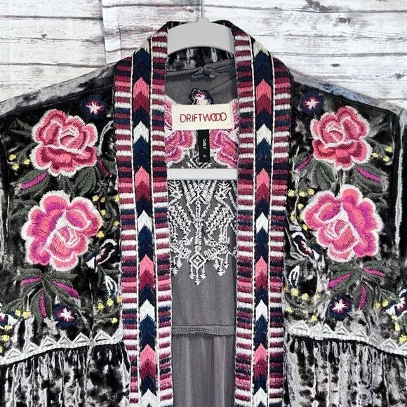 Driftwood Carly Velvet Embroidered Cardigan Jacket