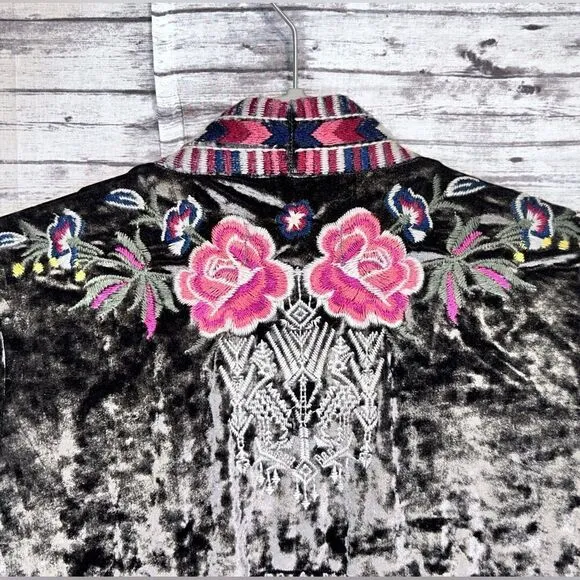 Driftwood Carly Velvet Embroidered Cardigan Jacket