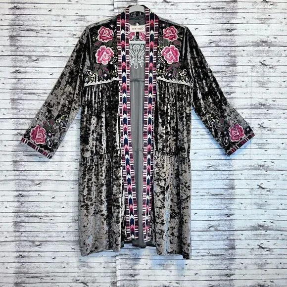 Driftwood Carly Velvet Embroidered Cardigan Jacket
