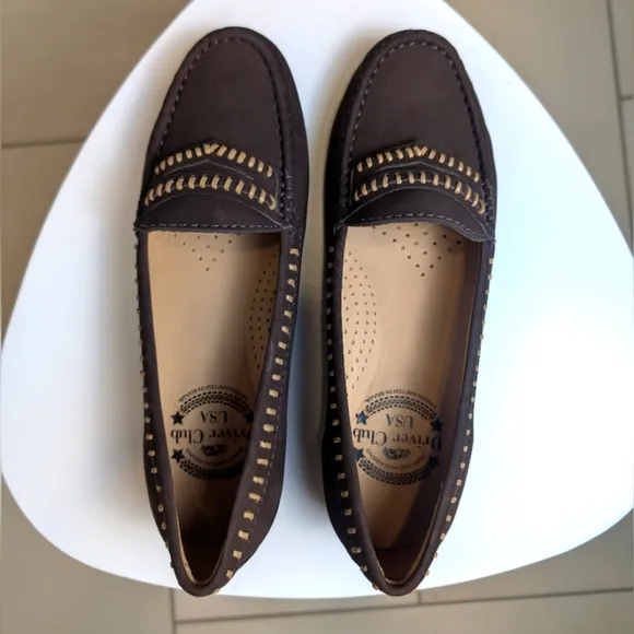Driver Club USA Maple Ave Brown Nubuck Genuine Leather Slip On Moccasins 7