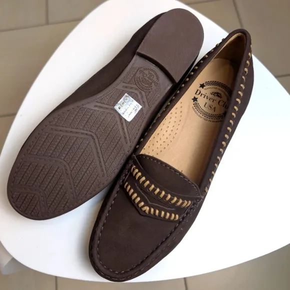 Driver Club USA Maple Ave Brown Nubuck Genuine Leather Slip On Moccasins 7