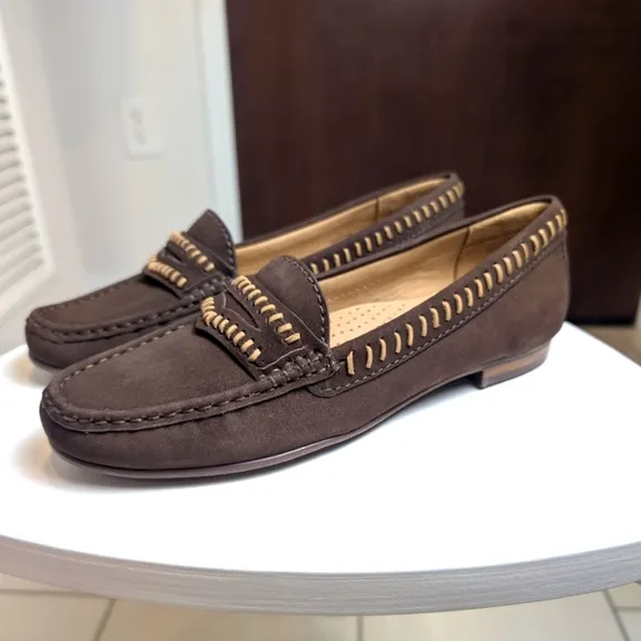 Driver Club USA Maple Ave Brown Nubuck Genuine Leather Slip On Moccasins 7