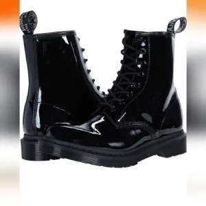 Dr. Martens 1460 Lace Up Patent Lamper Leather Boots Size 8