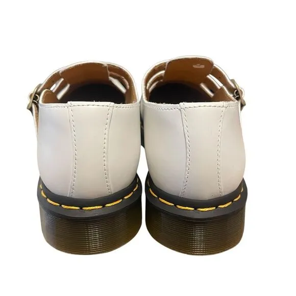 Dr. Martens Mary Jane Smooth White Leather Two Strap Shoes Size 9 NWT