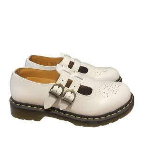 Dr. Martens Mary Jane Smooth White Leather Two Strap Shoes Size 9 NWT