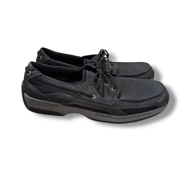 Dunham Captain Casual Lace Up Leather Black Boat Shoes‎ Men's Sz 14 D