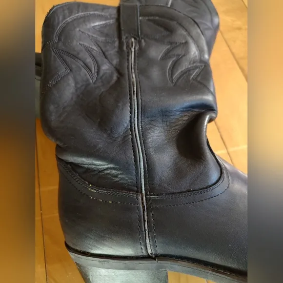Durango Black Leather Cowboy Boots