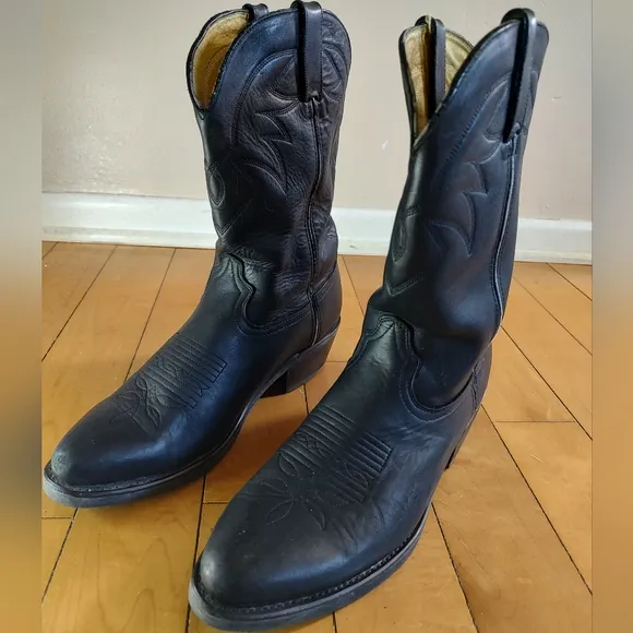 Durango Black Leather Cowboy Boots