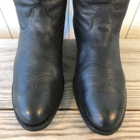 Durango Mens Dyed Black Leather Cowboy Western Boots 10.5 EE TR2104