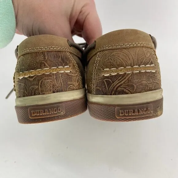 Durango Music city sandstone leather floral embossed boat shoe Womens 9