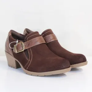 Earth Origins Oakland Addie Bark Brown Suede Buckle &amp; Zipper Ankle Boots