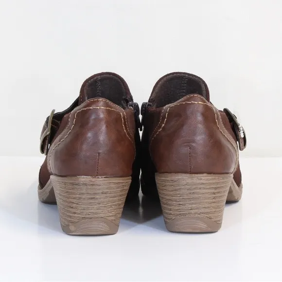 Earth Origins Oakland Addie Bark Brown Suede Buckle &amp; Zipper Ankle Boots