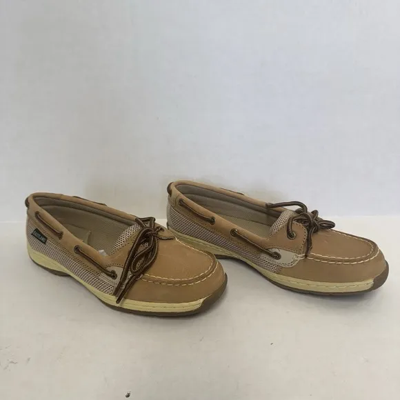 Eastland Women's 8.5 Boat Shoes Sunrise Leather Suede Loafer Flat Tan