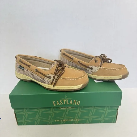 Eastland Women's 8.5 Boat Shoes Sunrise Leather Suede Loafer Flat Tan