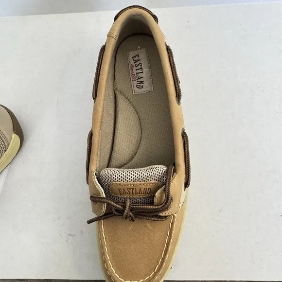 Eastland Women's 8.5 Boat Shoes Sunrise Leather Suede Loafer Flat Tan