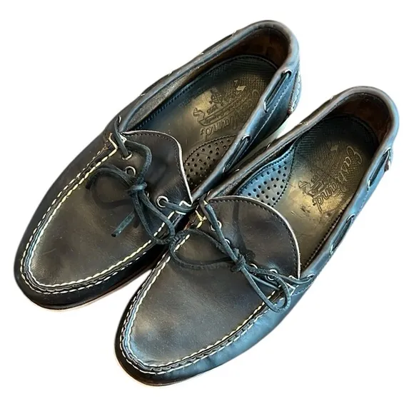 Eastland Yarmouth Leather Camp Moc Boat Slip On Shoe Navy 7.5D Heavy USA Vibram