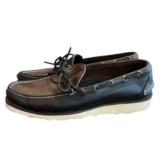 Eastland Yarmouth Leather Camp Moc Boat Slip On Shoe Navy 7.5D Heavy USA Vibram