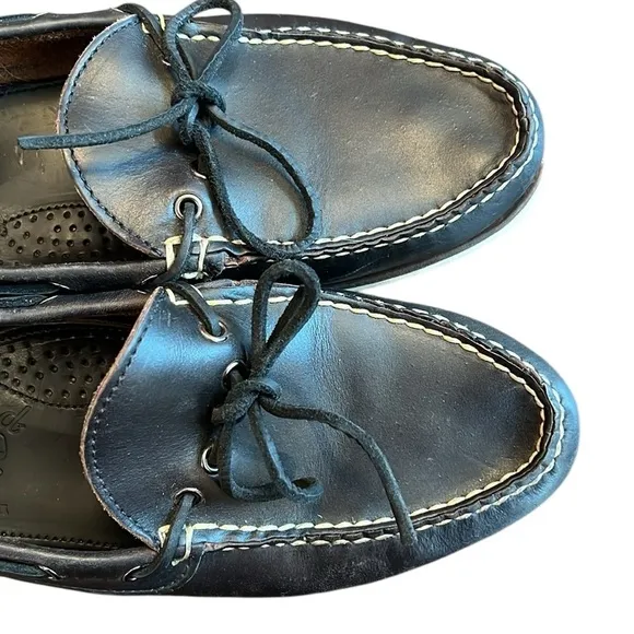 Eastland Yarmouth Leather Camp Moc Boat Slip On Shoe Navy 7.5D Heavy USA Vibram