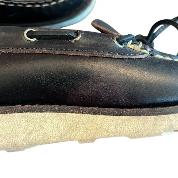 Eastland Yarmouth Leather Camp Moc Boat Slip On Shoe Navy 7.5D Heavy USA Vibram