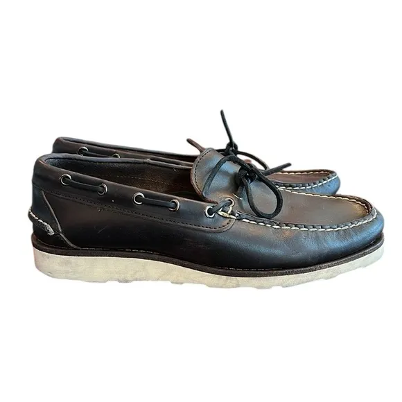 Eastland Yarmouth Leather Camp Moc Boat Slip On Shoe Navy 7.5D Heavy USA Vibram
