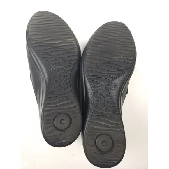 Ecco Abelone Loafer Shoes Women's 37 US 6-6.5 Black Leather Comfort Wedge Career