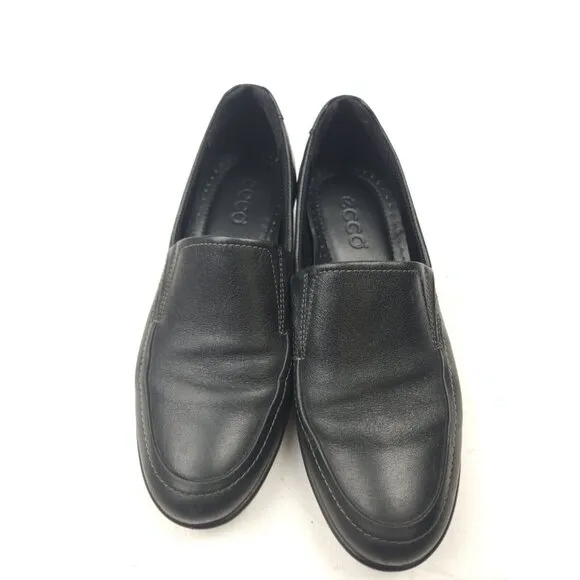 Ecco Abelone Loafer Shoes Women's 37 US 6-6.5 Black Leather Comfort Wedge Career