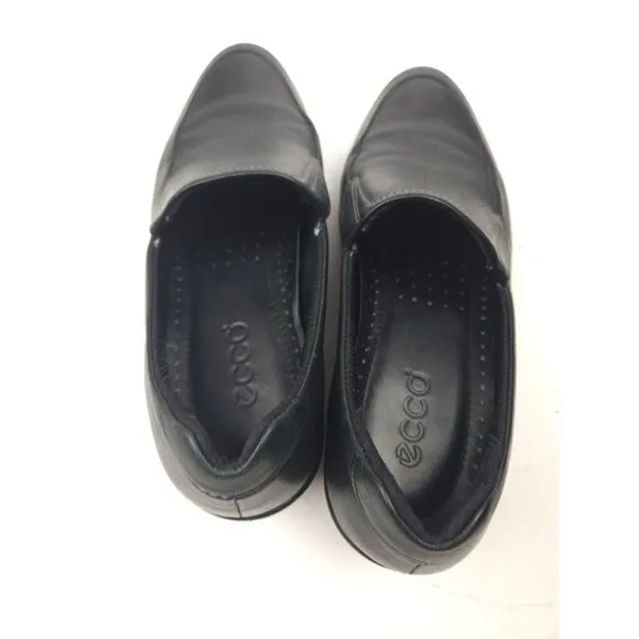 Ecco Abelone Loafer Shoes Women's 37 US 6-6.5 Black Leather Comfort Wedge Career