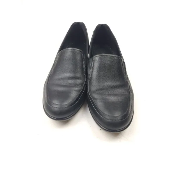 Ecco Abelone Loafer Shoes Women's 37 US 6-6.5 Black Leather Comfort Wedge Career