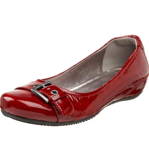 Ecco Bouillon Retro Red buckle flats